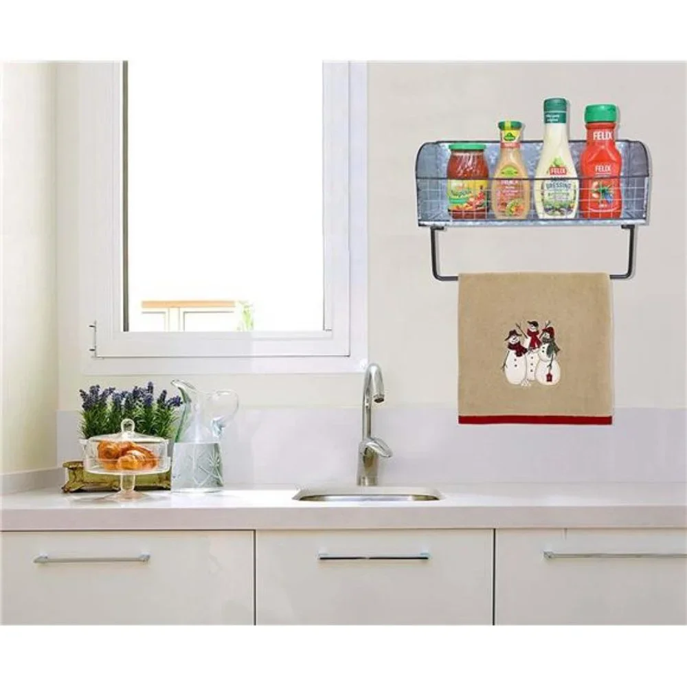 ShabbyDecor Galvanized Metal Bathroom Storage Box with Rustic Toilet Towel Bar